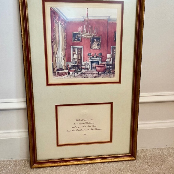 Ronald Reagan White House Embossed Christmas Card 1982 Framed - Picture 3 of 7